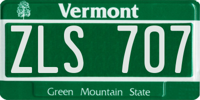 VT license plate ZLS707