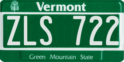VT license plate ZLS722