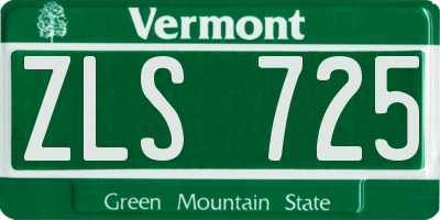 VT license plate ZLS725