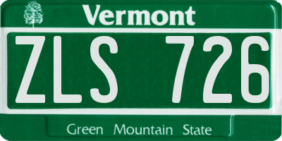 VT license plate ZLS726