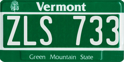 VT license plate ZLS733