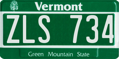 VT license plate ZLS734