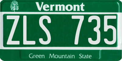 VT license plate ZLS735