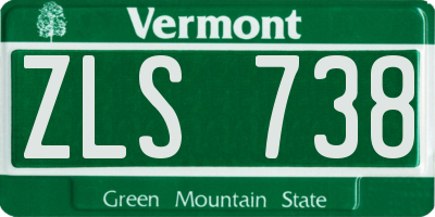 VT license plate ZLS738