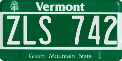 VT license plate ZLS742