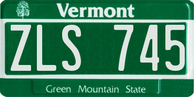 VT license plate ZLS745