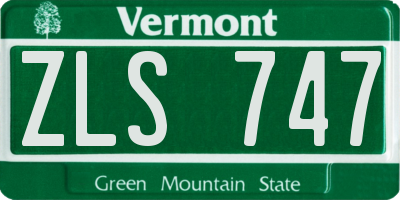 VT license plate ZLS747