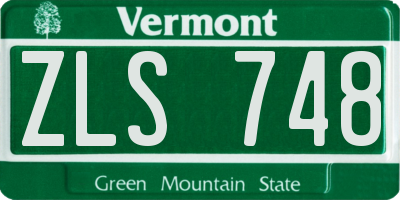 VT license plate ZLS748