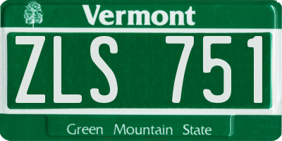 VT license plate ZLS751