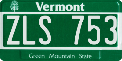 VT license plate ZLS753