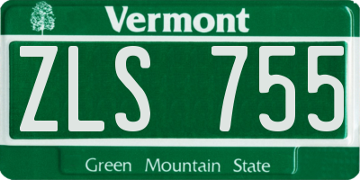 VT license plate ZLS755
