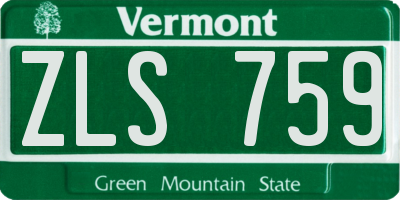 VT license plate ZLS759
