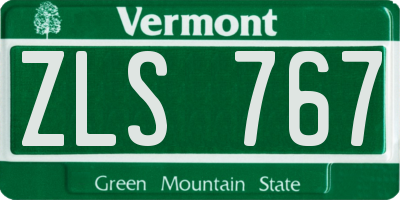 VT license plate ZLS767
