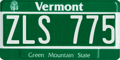 VT license plate ZLS775