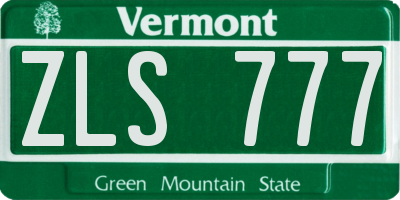 VT license plate ZLS777