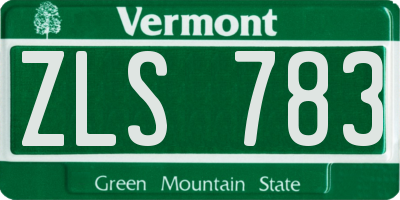 VT license plate ZLS783