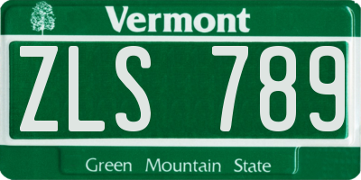 VT license plate ZLS789