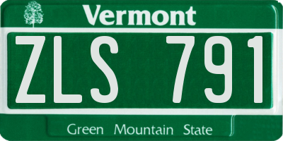 VT license plate ZLS791