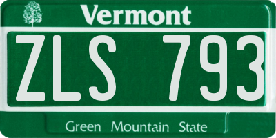 VT license plate ZLS793