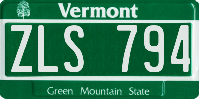 VT license plate ZLS794