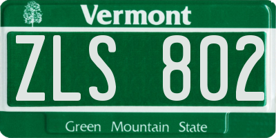 VT license plate ZLS802