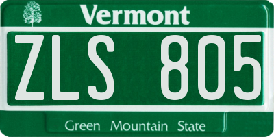 VT license plate ZLS805