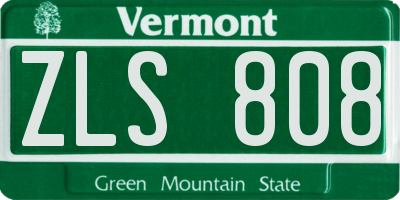 VT license plate ZLS808