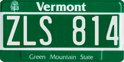 VT license plate ZLS814