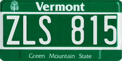 VT license plate ZLS815