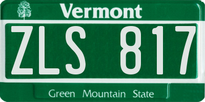 VT license plate ZLS817