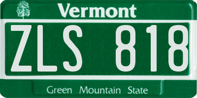 VT license plate ZLS818