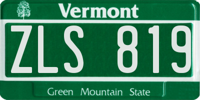 VT license plate ZLS819