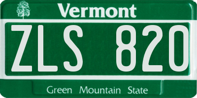 VT license plate ZLS820