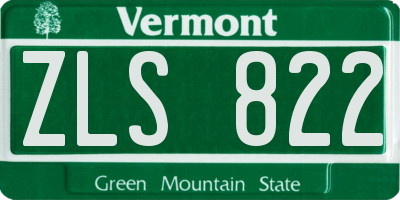 VT license plate ZLS822