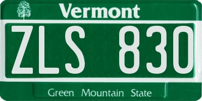 VT license plate ZLS830