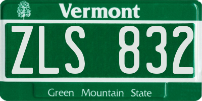 VT license plate ZLS832