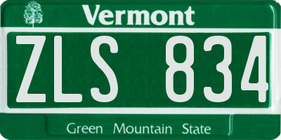 VT license plate ZLS834