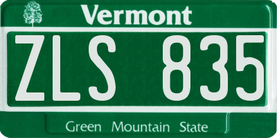 VT license plate ZLS835