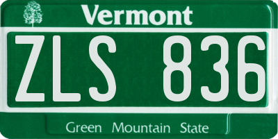 VT license plate ZLS836