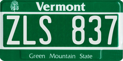 VT license plate ZLS837