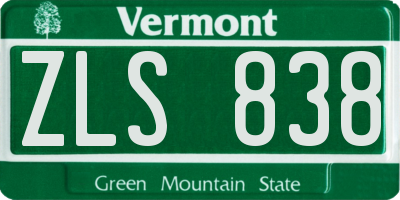 VT license plate ZLS838