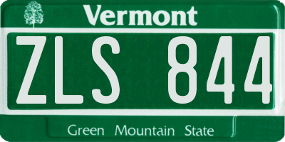 VT license plate ZLS844