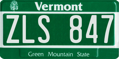 VT license plate ZLS847
