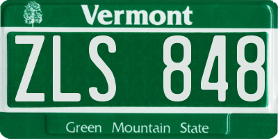VT license plate ZLS848