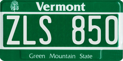 VT license plate ZLS850