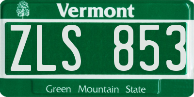VT license plate ZLS853