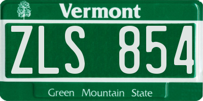 VT license plate ZLS854
