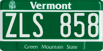 VT license plate ZLS858