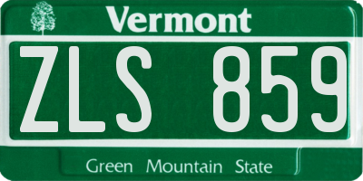VT license plate ZLS859