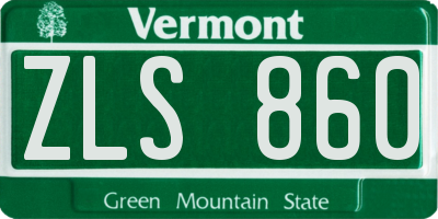 VT license plate ZLS860